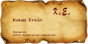 Kutas Ervin névjegykártya
